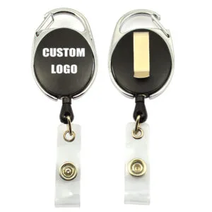 Portable Metal Retractable Badge Holder Reel Keychain Ring with Key Clip for ID Card Holder & Accessory