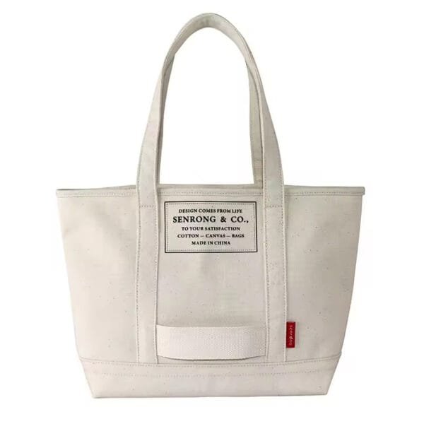 Embroidered Cotton Canvas Shoulder Tote Bag
