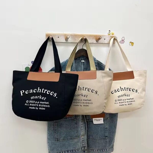 Large Capacity Customized Logo Canvas Tote Bag - Women & Students