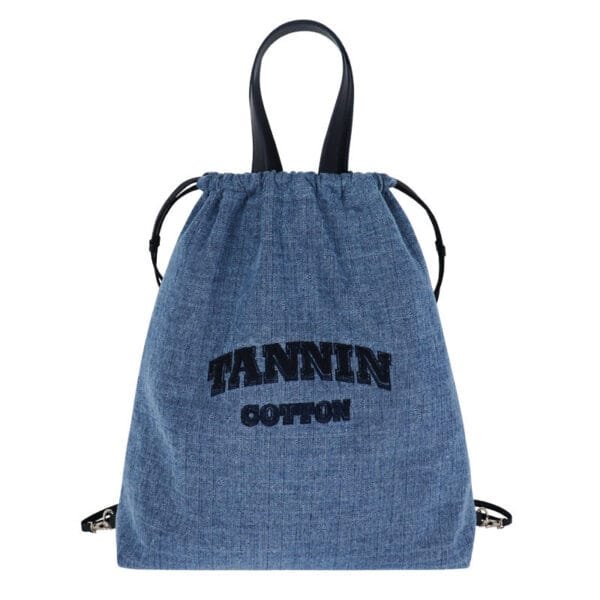 Sustainable Recycled Denim Drawstring Backpack | Eco-Friendly Cotton Bag